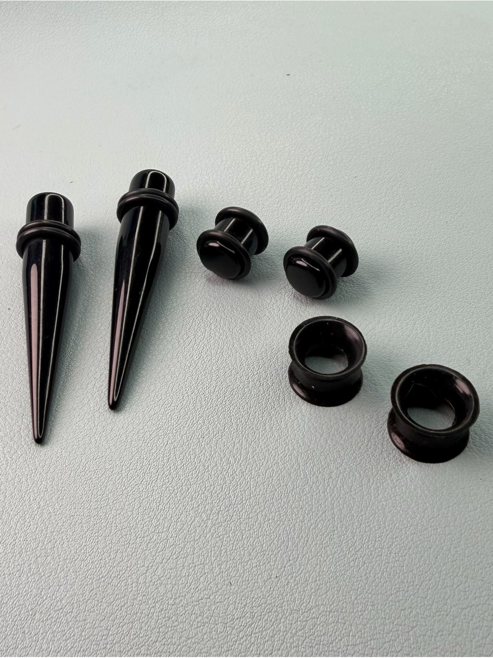 Black Acrylic Ear Stretching Taper and Plug Kit